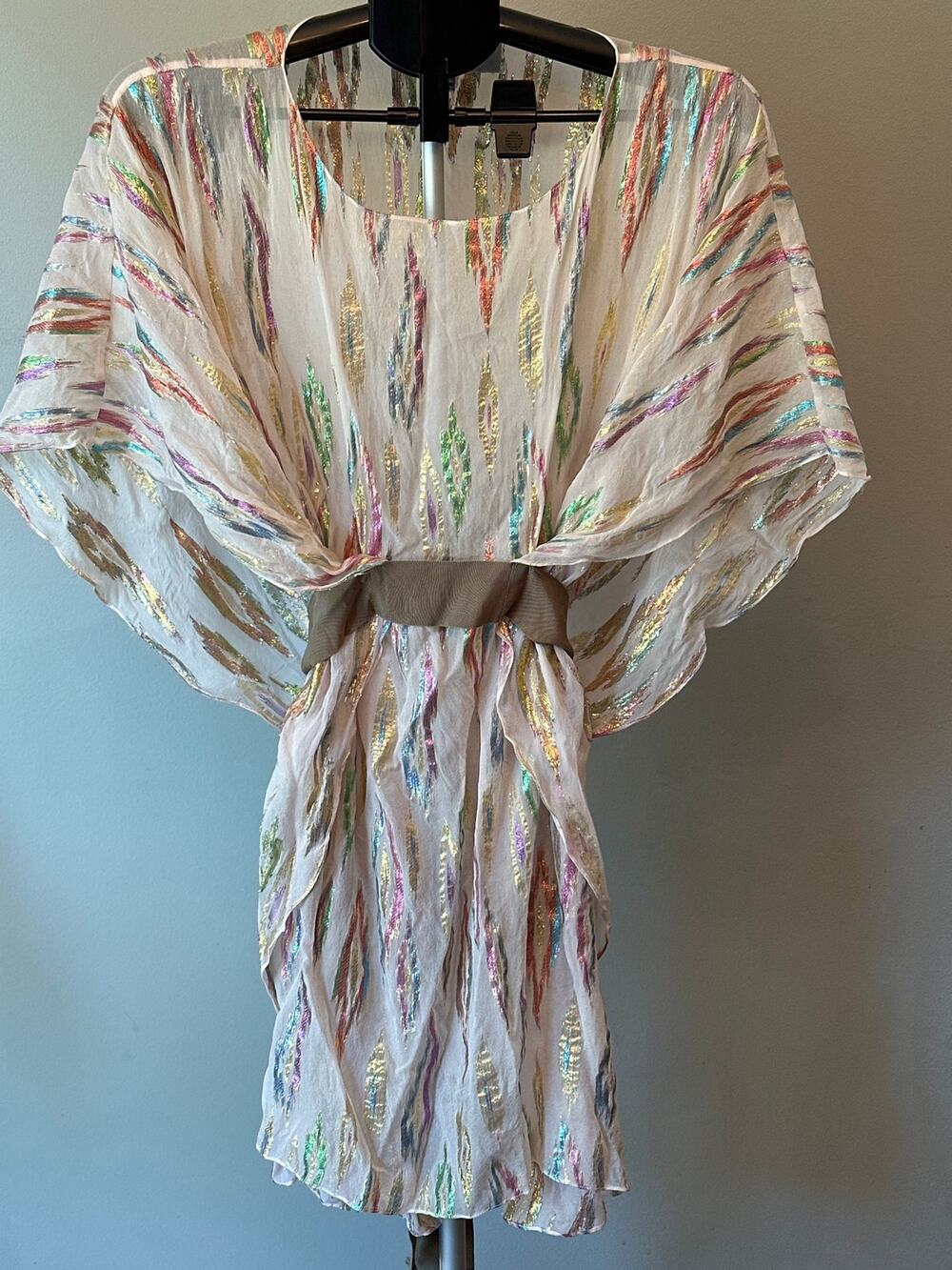 Mark James Badgley Mischka Sequin Fringe Batwing Poncho Cape Top XS